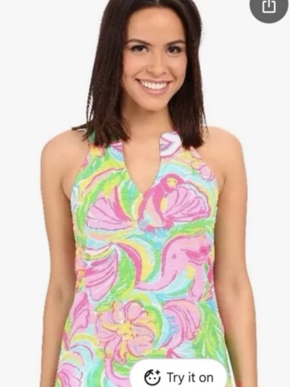 Lilly Pulitzer Pink and Green Sleeveless elephant Tank Top